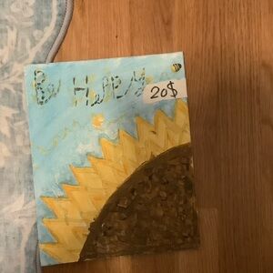 Be Happy Sunflower Art Piece